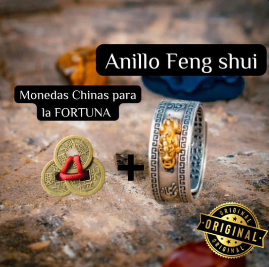 Anillo Feng Shui Buda + Monedas Chinas de Regalo para la prosperidad🎁🔥