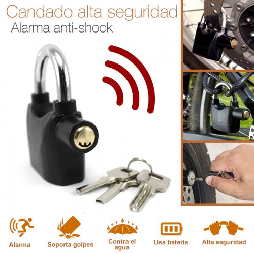 Candado Con Alarma Antirrobo - Bicicletas, Motos, Local O Casa